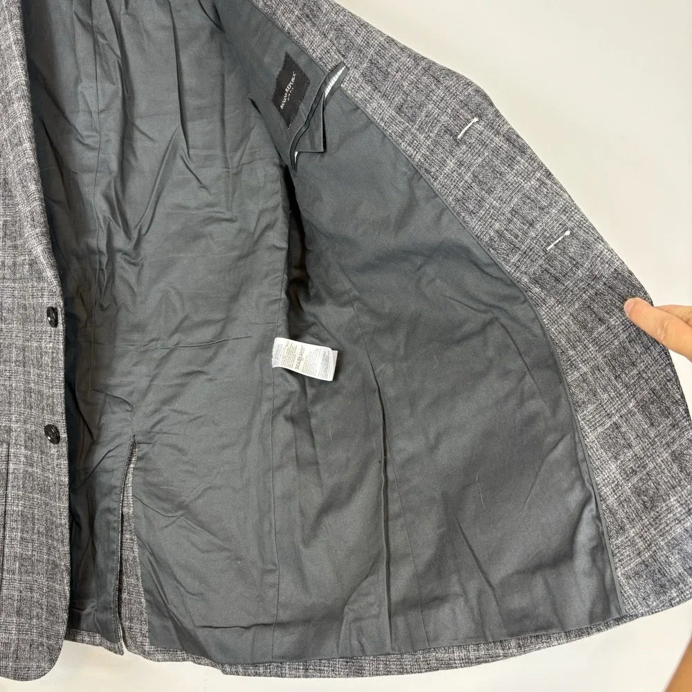 Banana Republic Men's Plaid Sport Coat Wool Blend Slim Fit Blazer Sz 42R Gray